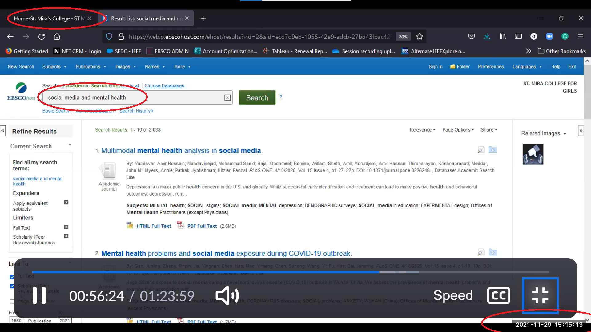 Search term Social media and mental health-29 Nov 2021